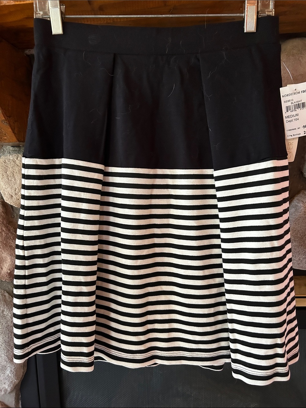 Everleigh Black and White Striped A-Line Skirt, Size M, NWT